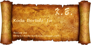 Koda Borbála névjegykártya
