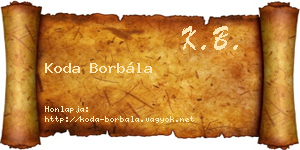 Koda Borbála névjegykártya